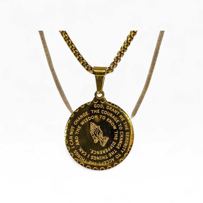 Colar Aço Inoxidável com Medalha Religiosa – Oração da Serenidade
