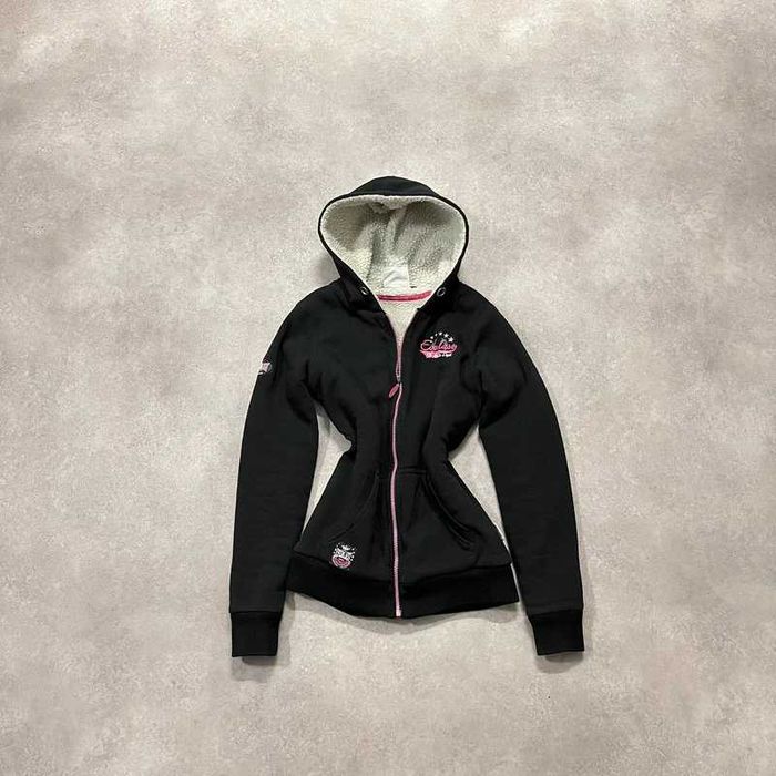 Vintage Bluza Everlast Zip Up Hoodie Sherpa Fleece Coquette Retro