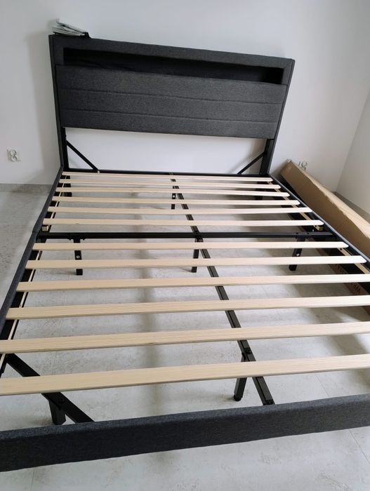 Nowe łóżko tapicerowane szare flieks