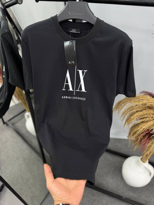 Чоловіча мужская футболка Armani Exchange розмір S-XXL чорний  білий