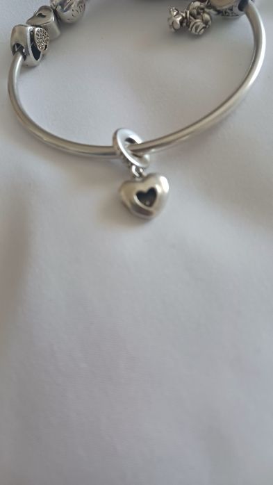 Conta pandora coracao original em prata e diamante