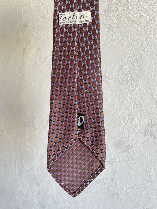Krawat w elegancki wzór bordowy granatowy elegant tie Torlen Łódź