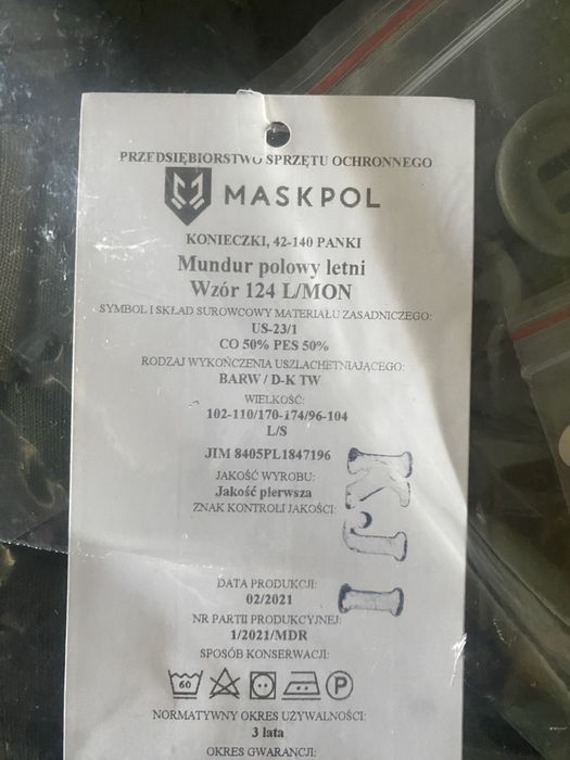 Mundur wojskowy 124L letni L/S