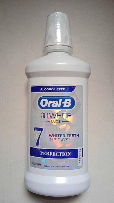 Ополіскувач для порожнини рота Oral-B 3D White Luxe 500 мл. Germany.