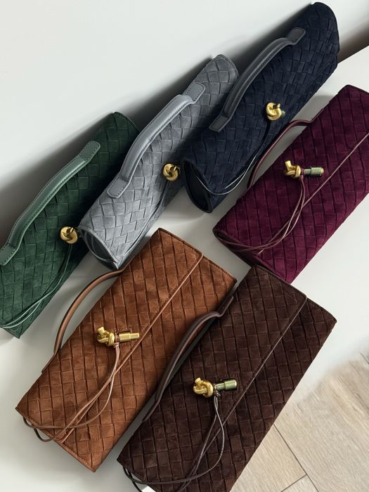 Сумка Bottega Veneta шоколадна, бургунді, сіра, коричнева, синя,зелена