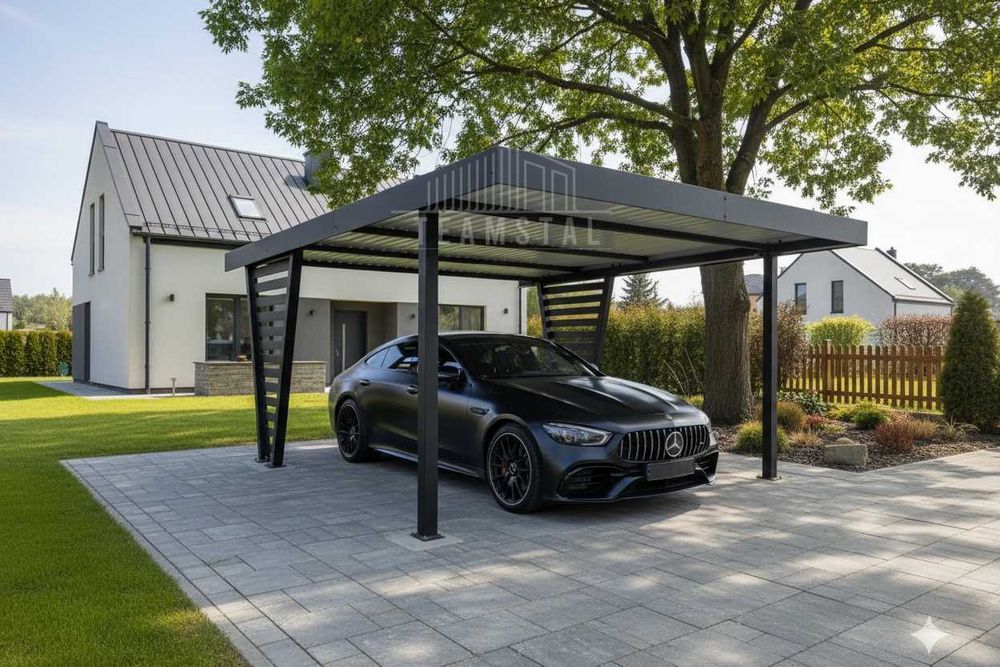 Carport V PREMIUM 4x5m Wypełnienie panelami Wiata samochodowa TS1262