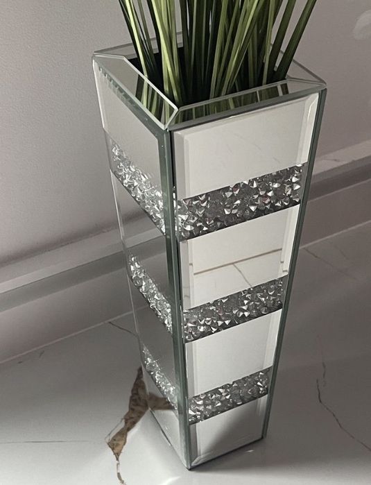 Lustrzany wazon glamour kryształki