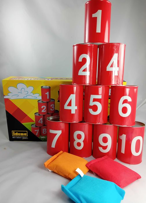 Gra zręcznościowa puszki czerwone mix - BS Toys