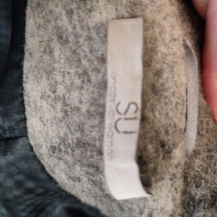 Płaszcz przejściowy 42/44/XXL w kratę czarno szarą