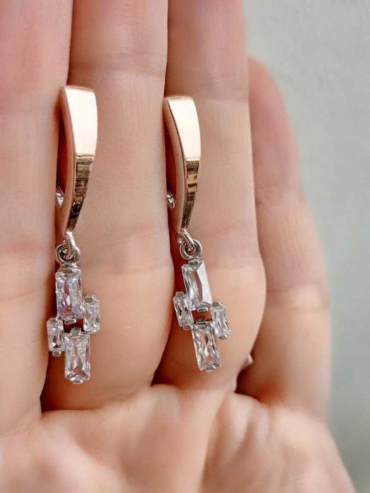 Сережки срібло 925 дсту + золото 375 дсту, сережки, серебро, Україна