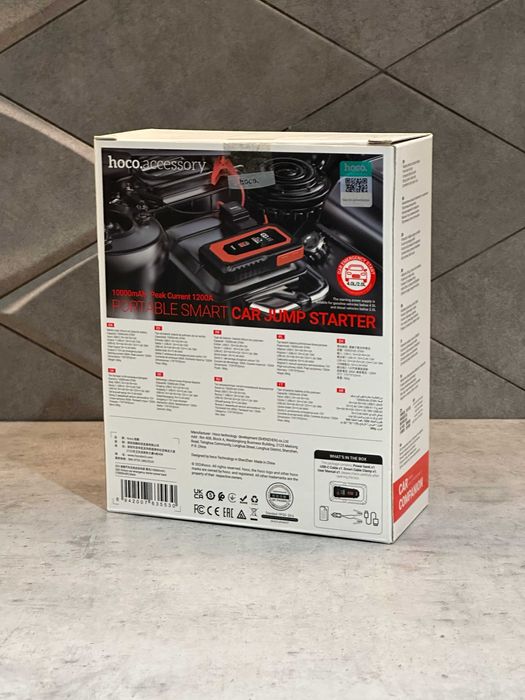Пусковое устройство для автомобиля бустер пик 1200А HOCO QS3 10000mAh