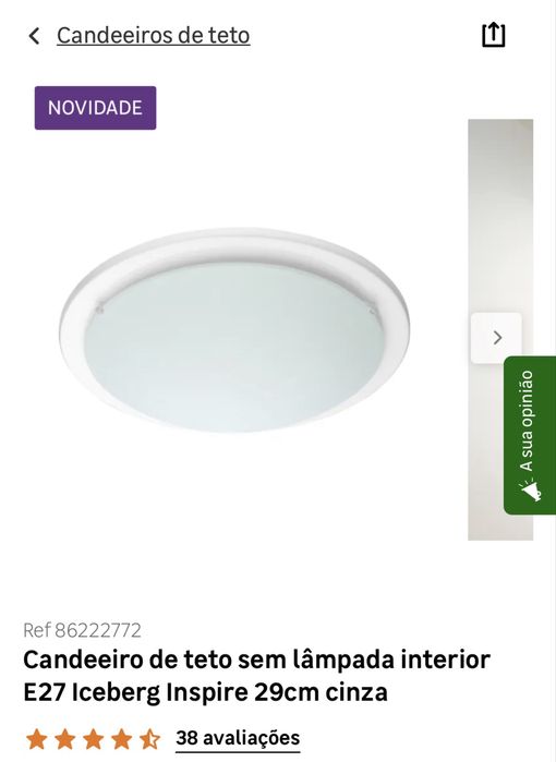 Candeeiro de teto ja com lâmpada