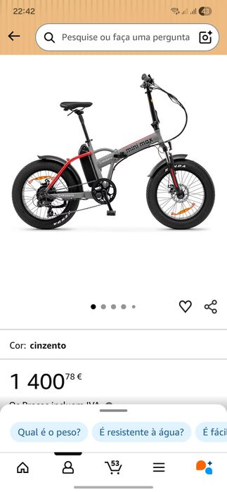 Bicicleta eletrica COMO NOVA