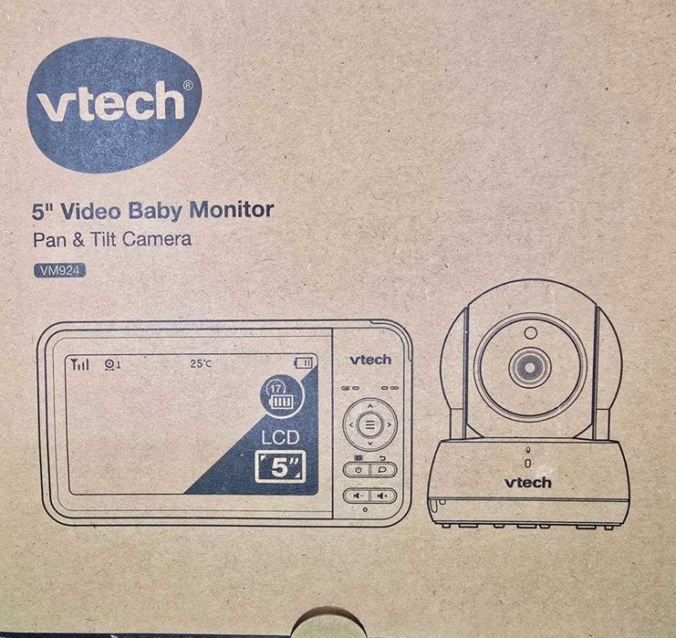 Elektroniczna Niania Wideo VTech VM924 (Ekran 5", Kamera Obrotowa Pan & Tilt) – Stan jak nowy!