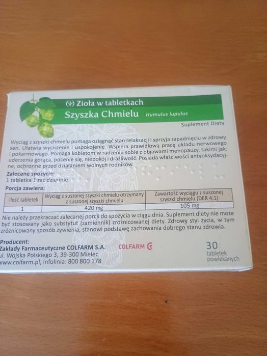 Szyszka chmielu w tabletkach