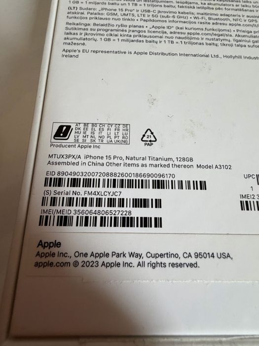 Bateria 100% iPhone 15 Pro 128gb Natural Titanium