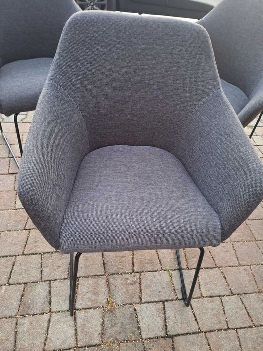 3 szt IKEA pTOSSBERG Krzesło, metal czarny/Gunnared ciemnoszary