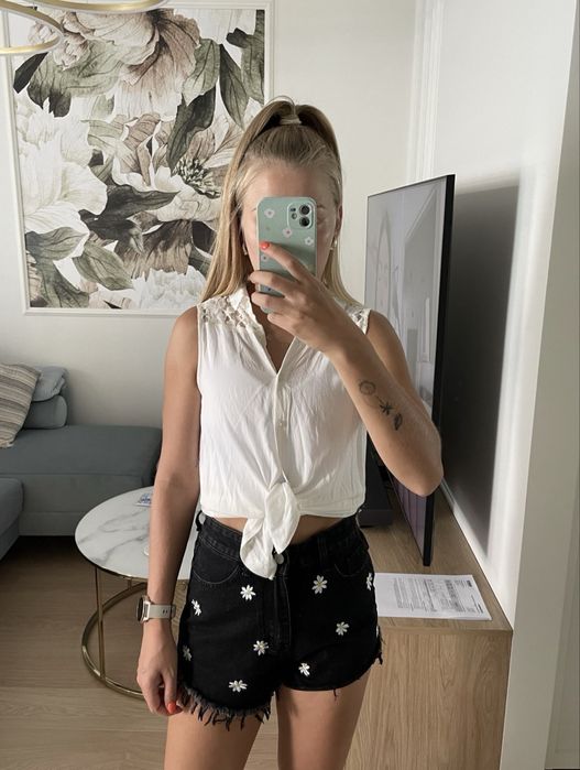 Biała koszula bez rękawów H&M XS