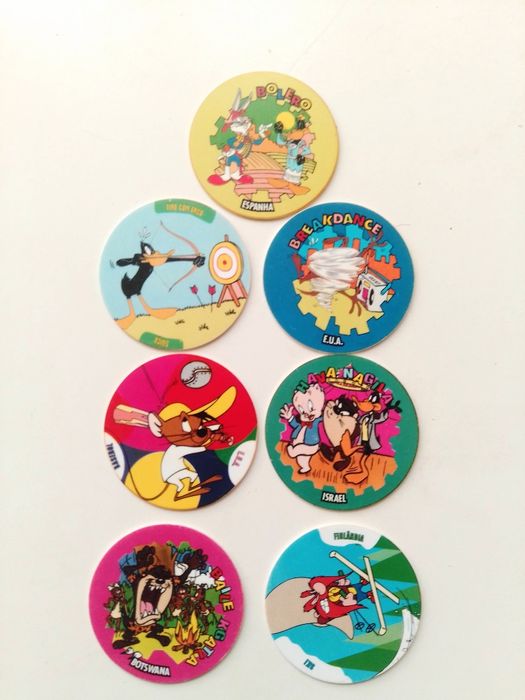 Mega,World,Magic e Tinny Toons Tazos vários antigos.