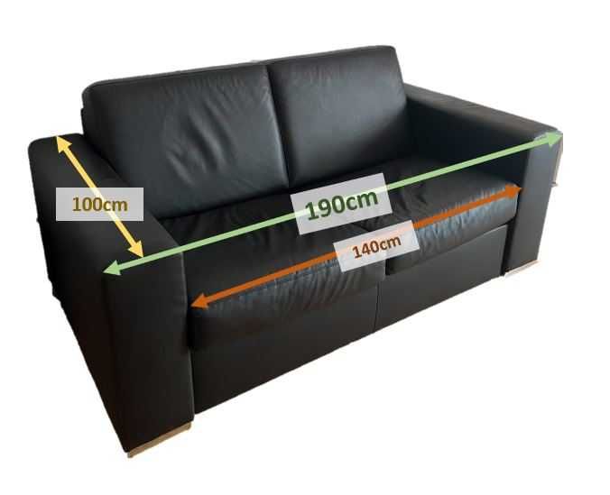 Sofá Cama Preto de pele sintética