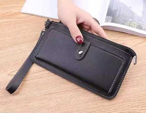 Portfel DAMSKI z zatrzaskiem CZARNY 20 cm