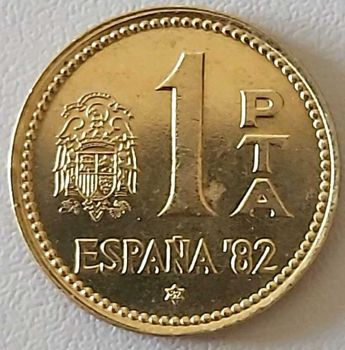 1 Peseta de 1980 com *82* na estrela, Espanha.82