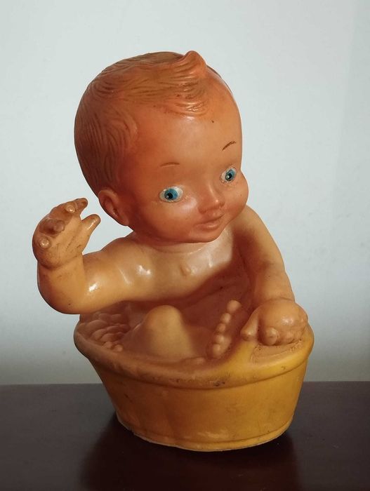 Boneco Antigo Borracha Bébé Banheira