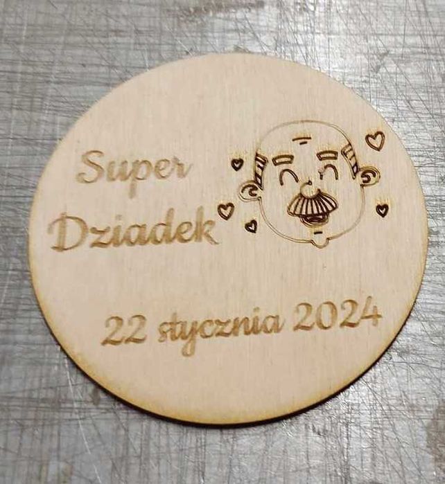 Podkładka podstawka pod kubek Dzień Babci Dziadka 10x10 cm koło drewno
