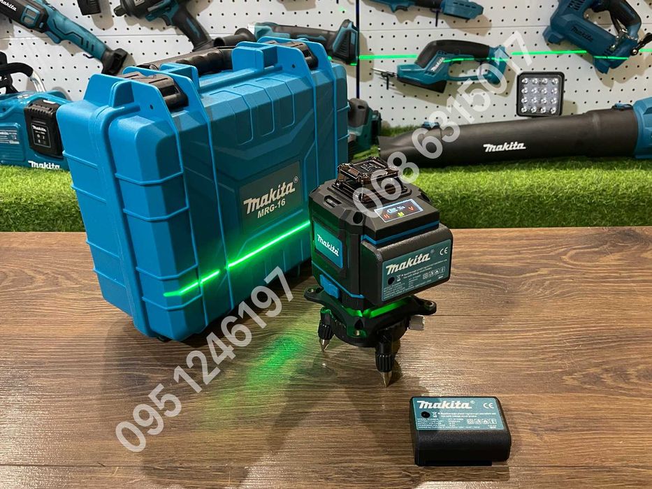 Невелир Лазерный уровень Makita MRG-16 4D зеленый луч лазерний рівень