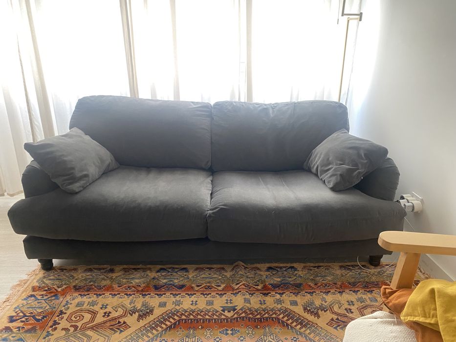 Sofá 187cm 3 lugares cinzento escuro