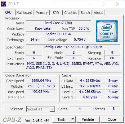 Processador Intel Core i7-7700 4C/8T até 4.2GHz