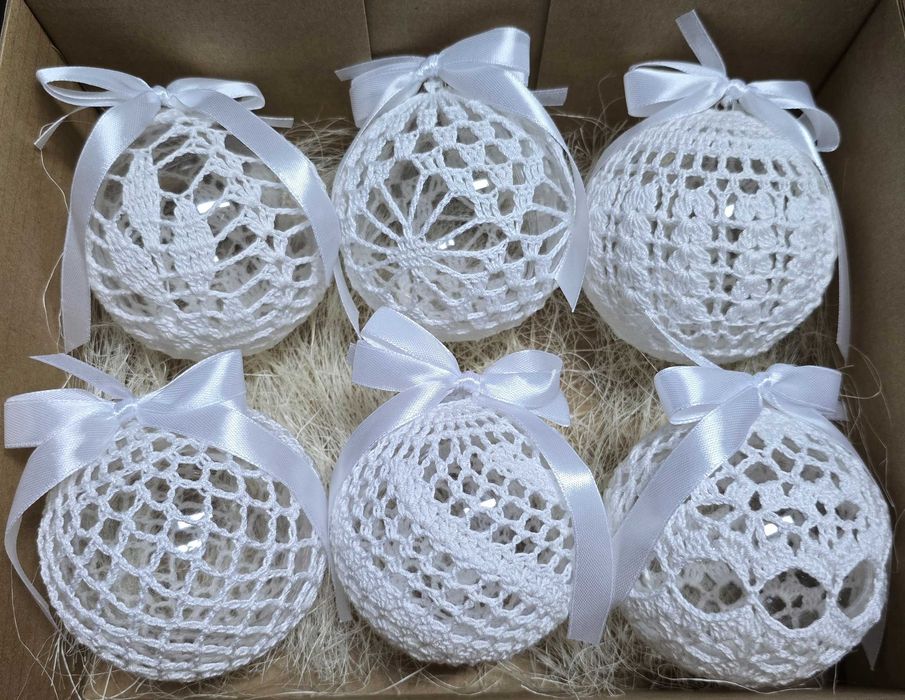 Szydełkowe bombki na choinkę - kula akrylowa 8 cm