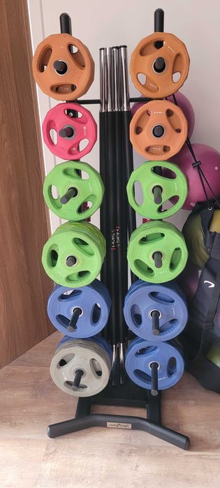 Zestaw sztang fitness HMS 6x 17.5kg  + stojak