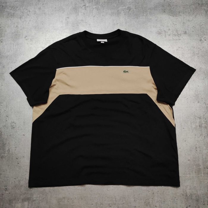 MĘSKA Koszulka Bawełna PREMIUM Czarna Elegancka Haft Logo Lacoste