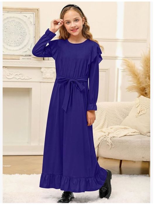 Sukienka dla dziewczynki z paskiem, granatowa, 152cm, BESSERBAY