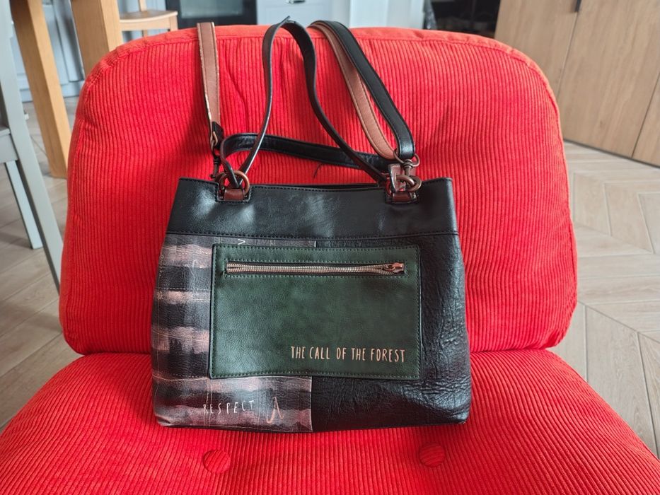 Torebka Anekke średnia zielono - brązowa