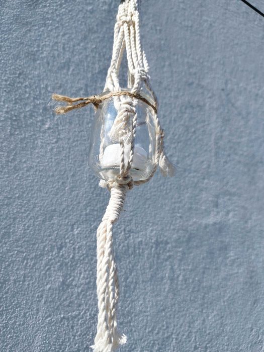 Porta-Velas de Macramé Feito à Mão