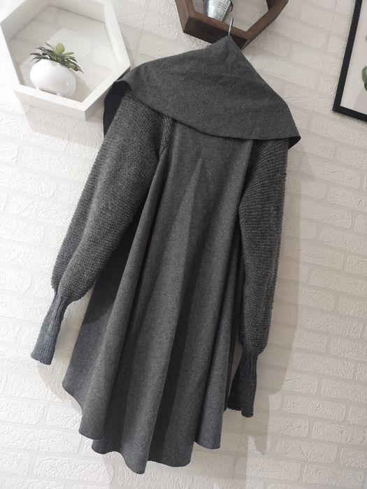 Świetna ciepła wełniana narzutka kardigan S M