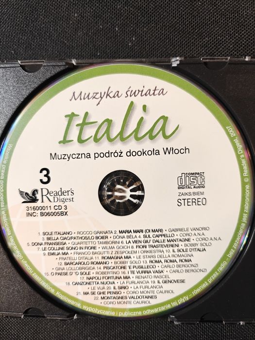 Reader's Digesta Muzyka Świata Italia 3 płyty CD