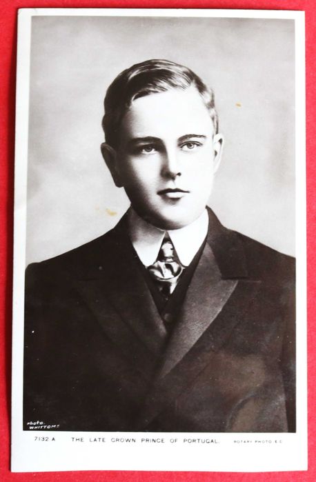 Príncipe D Luís Filipe postal fotográfico inglês após assassinato 1908
