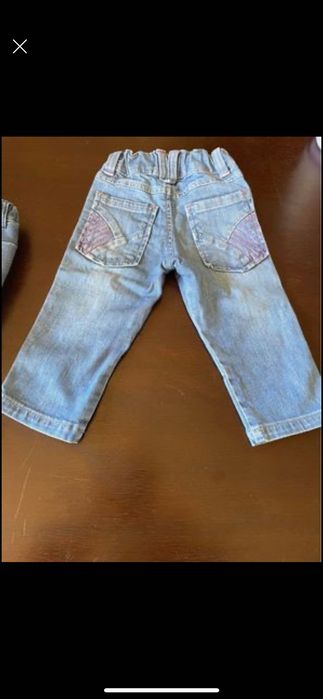Conjunto de 5 jeggings+1 calça de ganga para bebé menina 12 meses