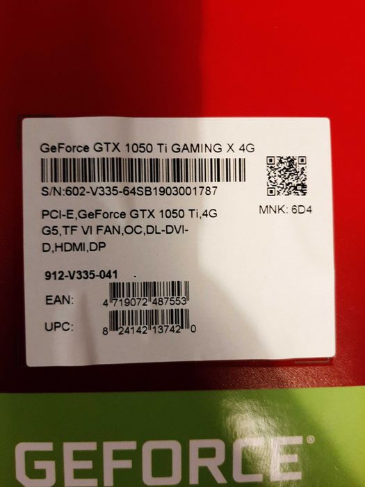 Karta graficzna MSI GeForce GTX 1050 TI GAMING X 4GB GDDR5