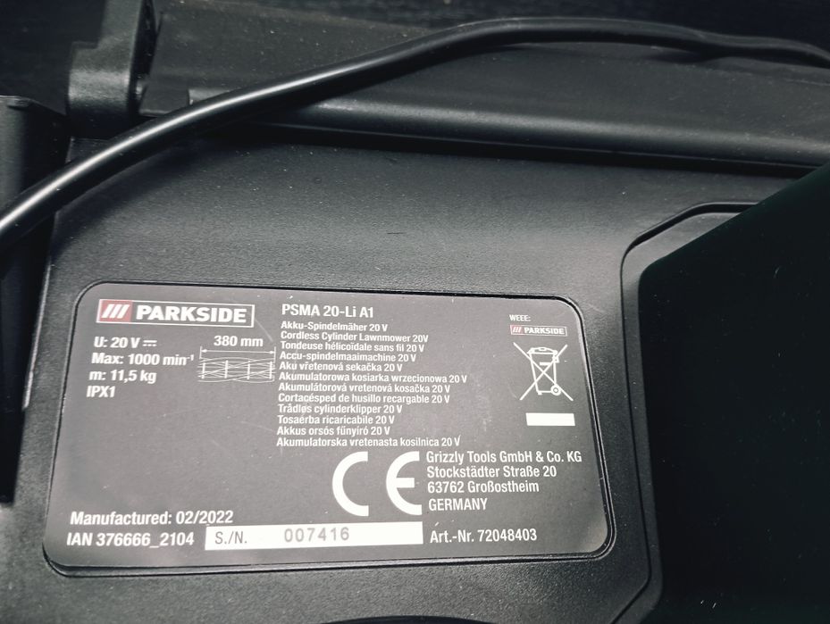 Акумуляторна косарка Parkside PSMA 20-Li A1 без АКБ та ЗП