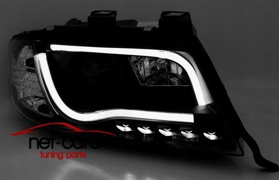 Reflektory Lampy przód AUDI A6 C5 01- TUBE LIGHTS NEON czarne