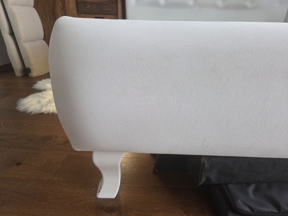 Łóżko 160 cm białe tapicerowane