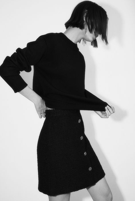 Жіноча чорна твідова спідниця H&M тепла 42