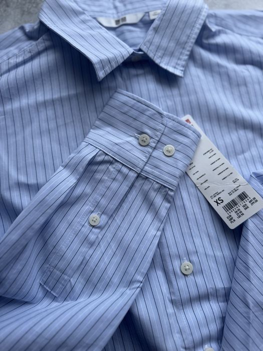 Бавовняна сорочка (у смужку) Uniqlo блакитна, розмір XS