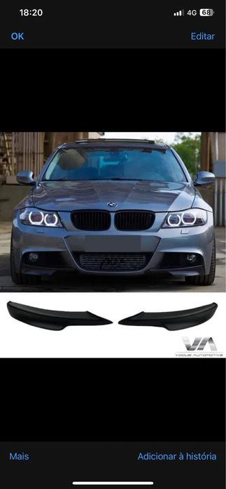 SPLITTERS FRONTAIS LIPS SPOILERS PALAS ABAS FRENTE LÂMINAS BMW Série 3 E90 E91 PACK M PERFORMANCE PRE LCI / LCI