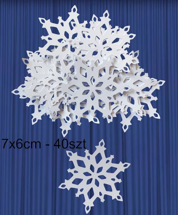Dekoracja zimowa Zima Gwiazdka Śnieżynka Płatek 1 pakiet 7x6cm - 40szt