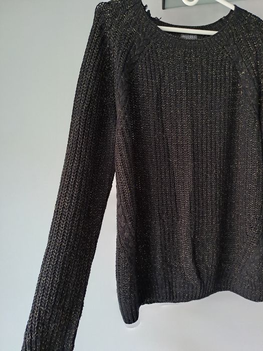 Sweter sweterek czarny z złotą nitką rozmiar XL